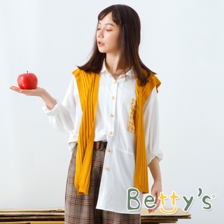 betty’s貝蒂思(11)格紋拼接水果長版襯衫(白色)