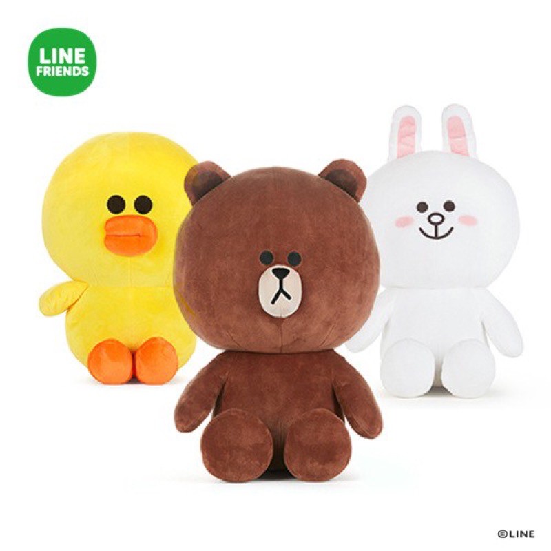 現貨💕正版 韓國LINE FRIENDS 熊大、兔兔、莎莉 抱抱絨毛坐姿玩偶 娃娃《大款》
