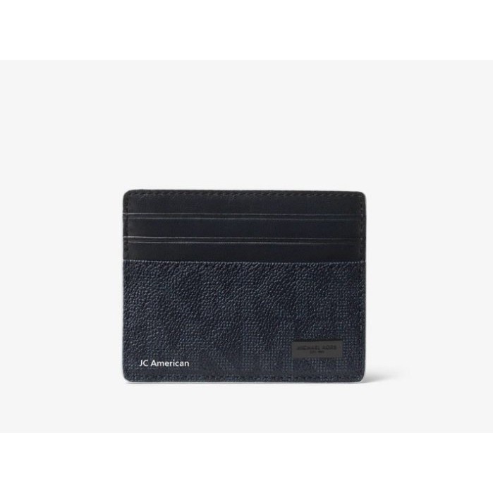 Michael Kors MK logo 專櫃款 黑灰色 防刮皮革 名片夾 信用卡夾 (附盒子) ~現貨在台