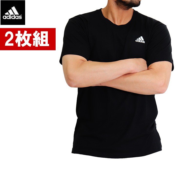 PinkLoveJapan~日本購回~adidas 愛迪達 正品 成人中性 男性 素T 上衣 T恤 黑色 白色 兩件組