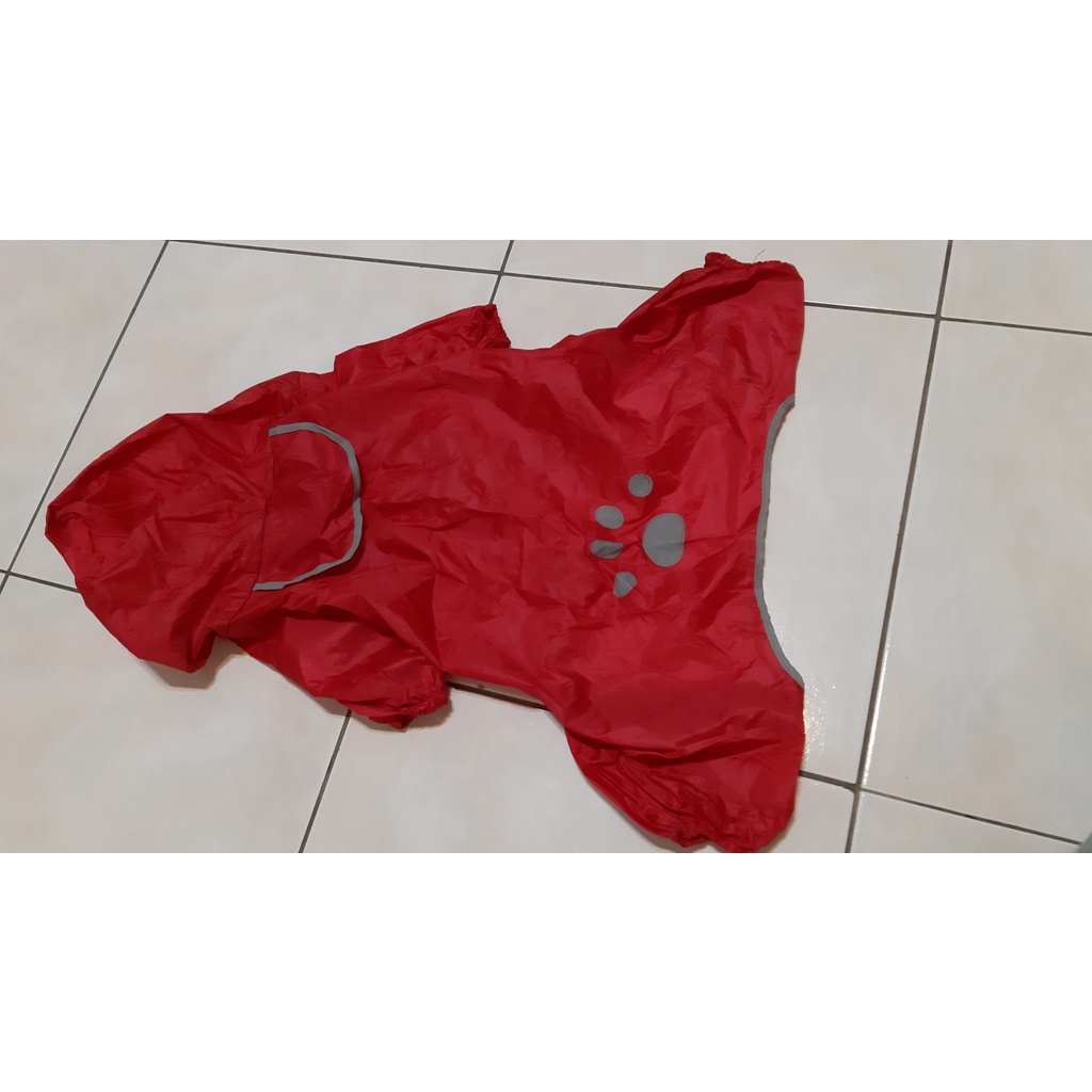 (二手，暇疵，僅穿兩次)日本購入帶回，紅色狗雨衣 大約8公斤可穿 狗 寵物 魔鬼氈黏貼式