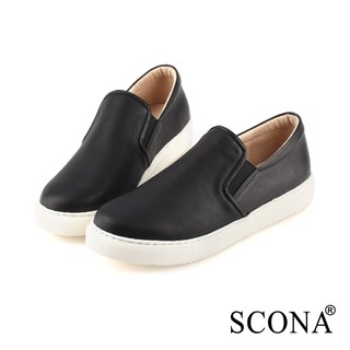 SCONA 蘇格南 全真皮 簡約舒適厚底樂福鞋 黑色 7290-1