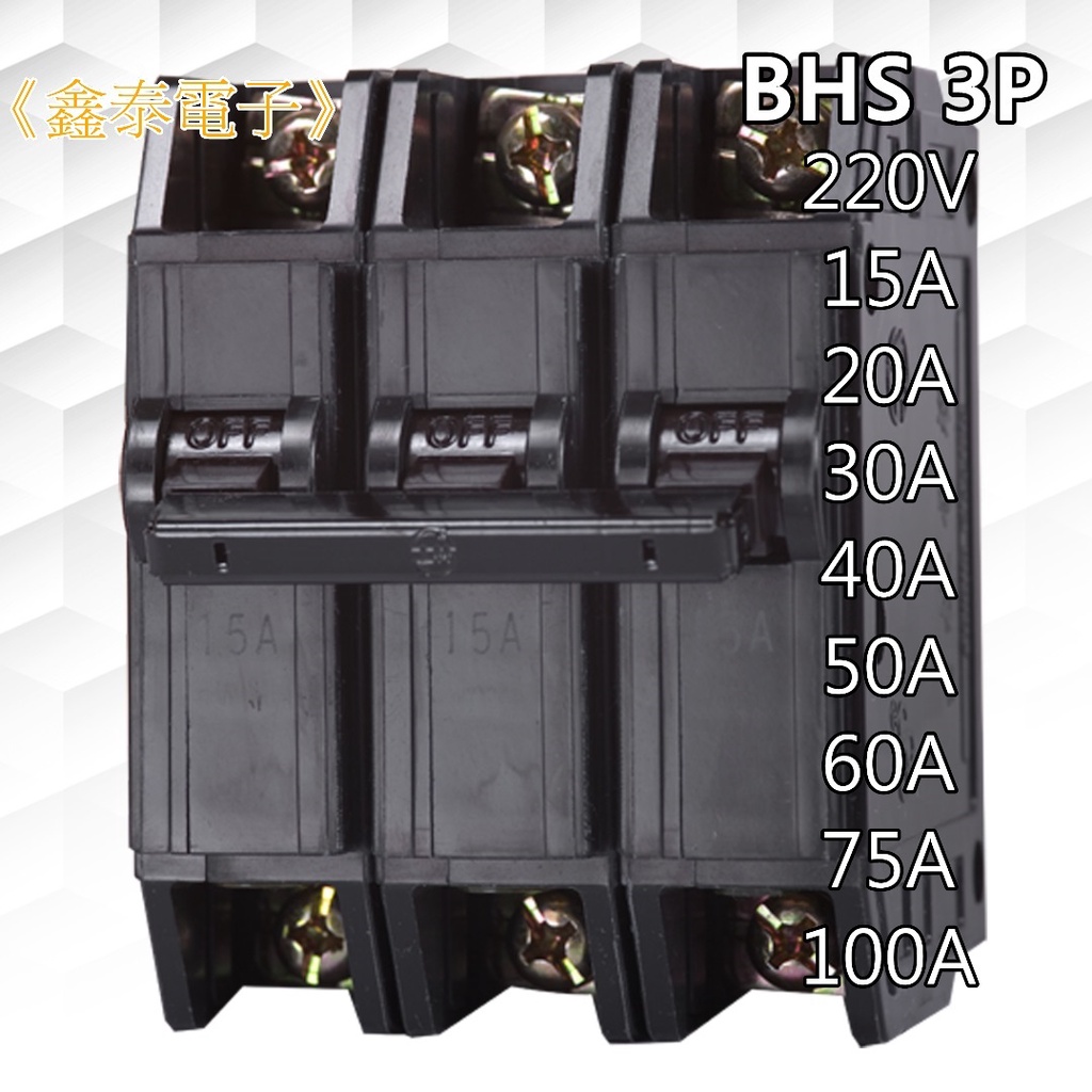 【士林電機】無熔線斷路器 BHS 3P 15~100A (220V 25/22KA) 無熔絲開關(需備貨6天)