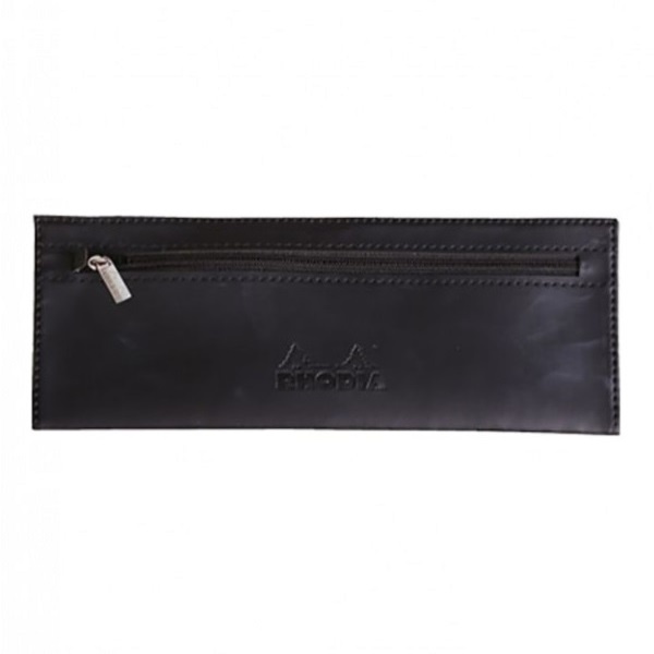 【iPen】Rhodia Boutique EPURE 22x8.5cm 長方形 黑皮植染小羊皮拉鍊軟袋 筆袋