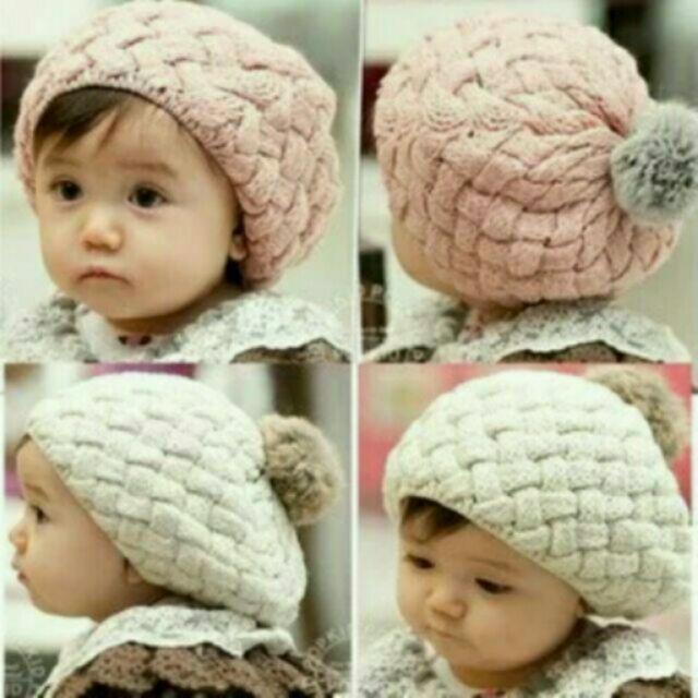 ♥熱銷♥韓版女童可愛護耳貝雷帽 毛線帽 兔毛球帽