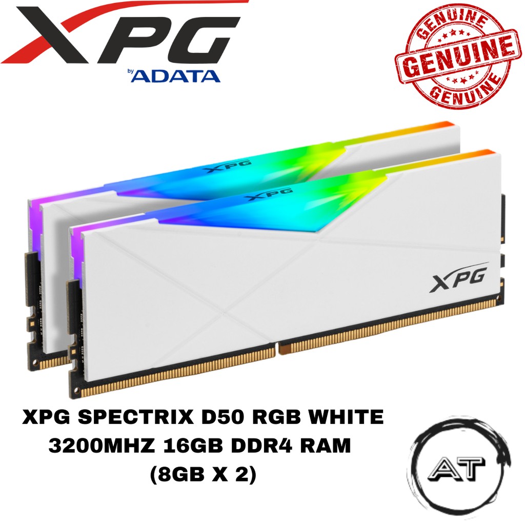 Xpg SPECTRIX D50 RGB 白色 3200MHZ 16GB DDR4 內存 (8GB X 2)