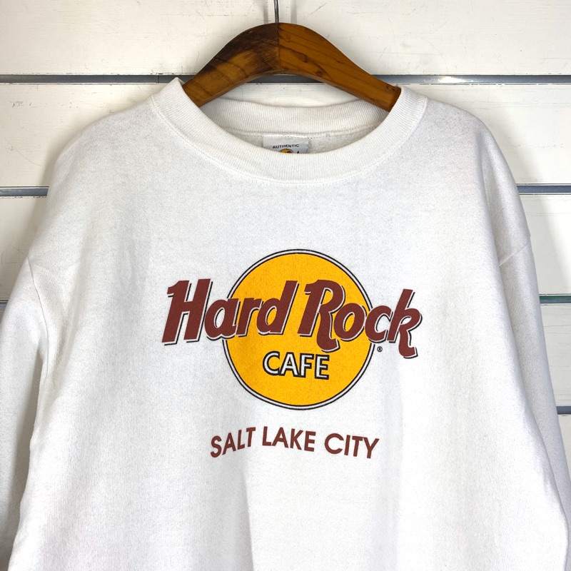 拼拼古着Hard Rock 硬石大學T 寬鬆長袖長T 基本款男女大LOGO 古著復古 