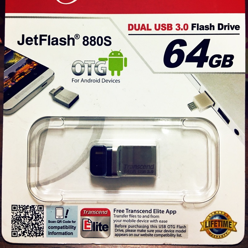 Transcend 創見 JetFlash 880S 64GB OTG 手機兩用隨身碟