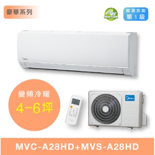 【臺南家電館】Midea美的4-6坪豪華變頻冷暖冷氣一對一 壁掛型《MVC-A28HD+MVS-A28HD》