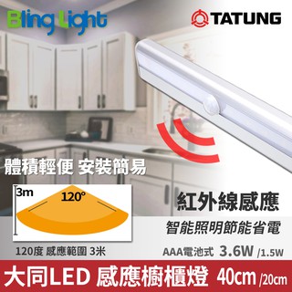 ◎Bling Light LED◎大同LED紅外線人體感應櫥櫃燈/智慧感應燈，手持使用，4號電池，40cm款另有20cm