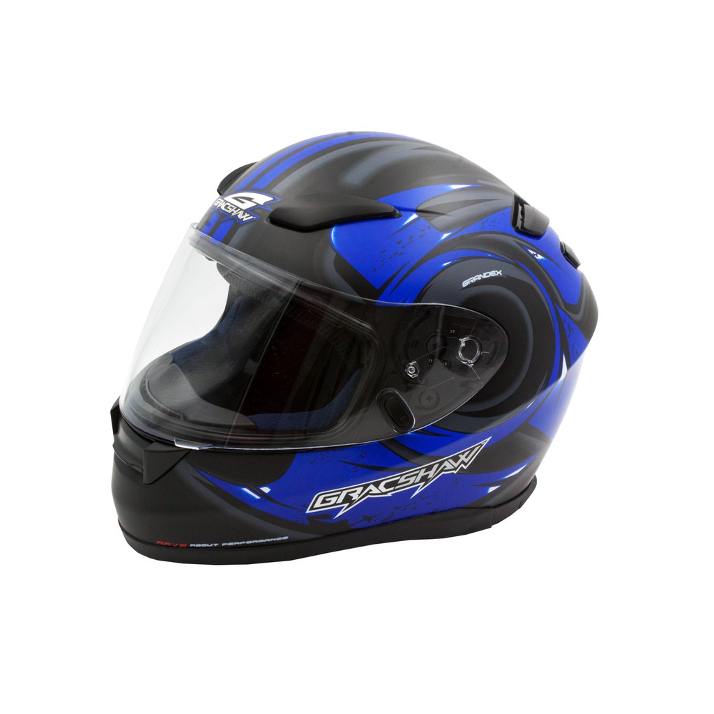 GRACSHAW G9009 平黑藍 龍捲風 彩繪 全罩安全帽  全罩 進口 插消排扣流線型外觀 【 歐樂免運】