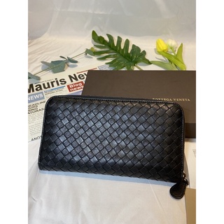 「二手」Bottega Veneta BV黑色經典編織男用（護照）長夾（可平攤）