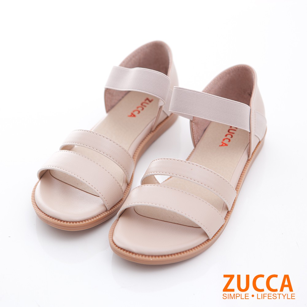 【ZUCCA】素純色皮革平底涼鞋-z6806we-白