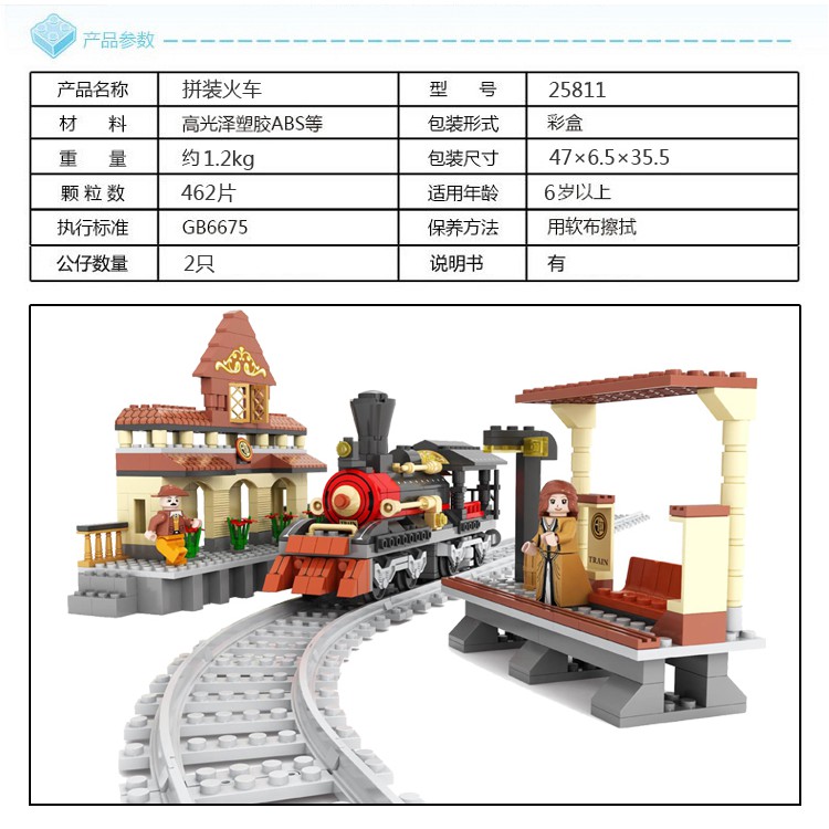 撿積木】庫存出清 原價750 奧斯尼積木 25811 世紀火車站 蒸汽火車 中古式世紀 火車場景 兼容樂高