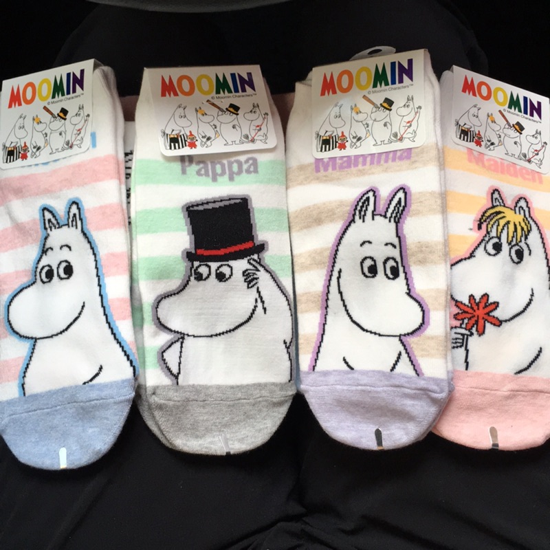 韓國 大人 襪子 22-26公分 Moomin 襪 短襪 小不點 慕尼 卡通 可愛 條橫