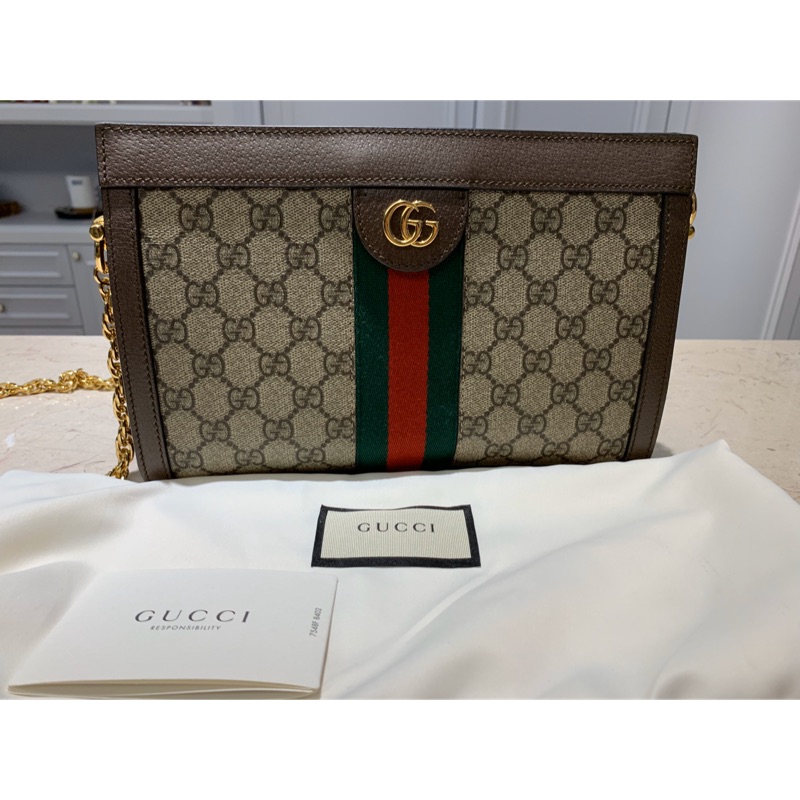 Gucci Ophidia 磁扣金鍊袋磁扣斜背包 503877 9.99成新 二手（孫芸芸）