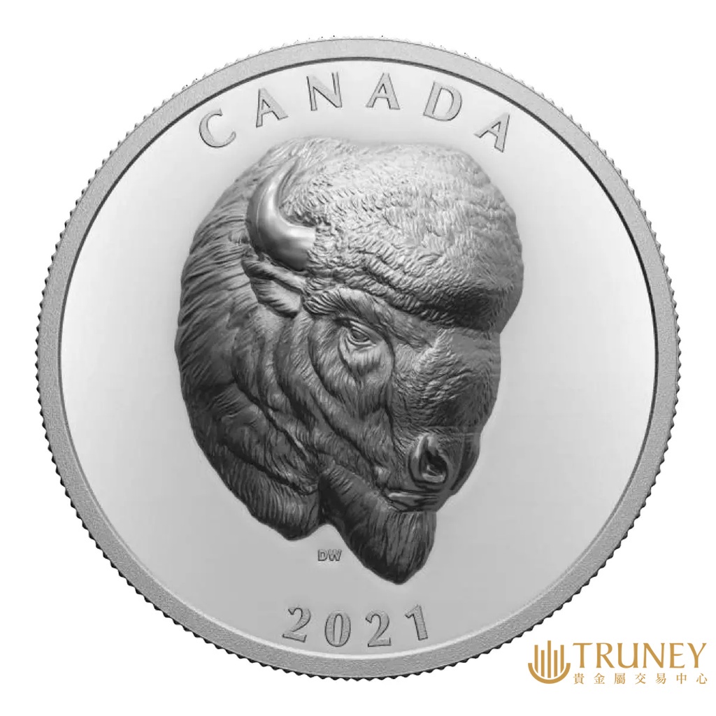 【TRUNEY貴金屬】2021加拿大勇猛野牛高浮雕精鑄紀念性銀幣/英國女王紀念幣