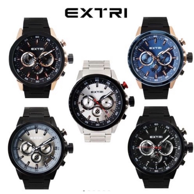 H精品服飾💎 EXTRI 真三眼 經典款 鋼帶 腕錶✅正品代購