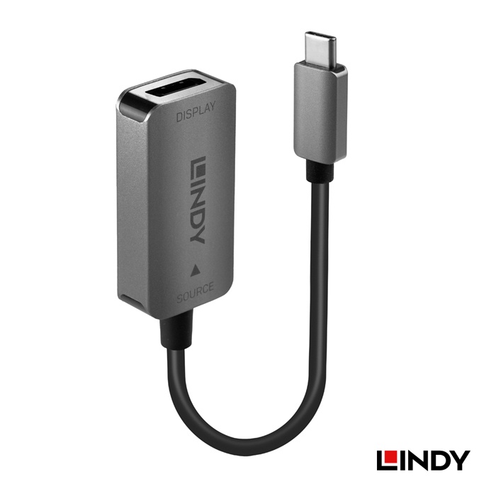 LINDY 林帝 主動式 USB3.1 TYPE C TO DISPLAYPORT HDR鋁合金轉接器 (43286)