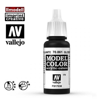 AV Vallejo 亮光黑色光澤黑色 70861 Gloss Black 模型漆水性漆壓克力顏料
