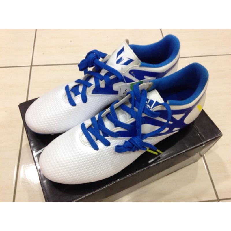 全新正品ADIDAS MESSI 15.3 FG/AG 成人 少年 膠釘鞋 足球鞋 梅西 白藍配色US:9.5號27.5