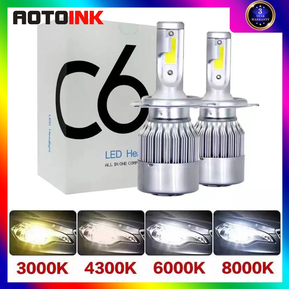 Aotoink C6 LED H4 H7 H11 COB汽車大燈燈泡H1 H3 H8 9005 9006汽車大燈霧燈30