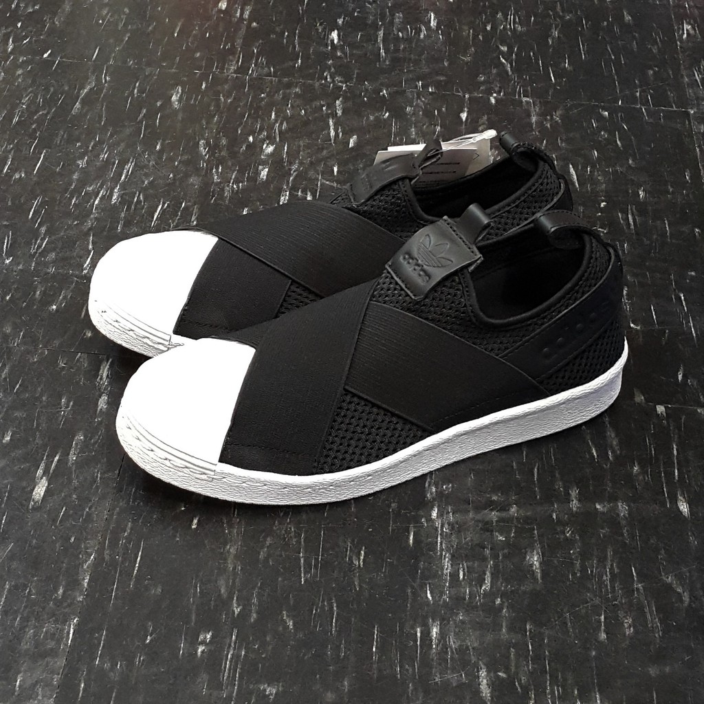 adidas SUPERSTAR SlipOn W 繃帶鞋 黑色 黑白 交叉 襪套 貝殼頭 BY2884