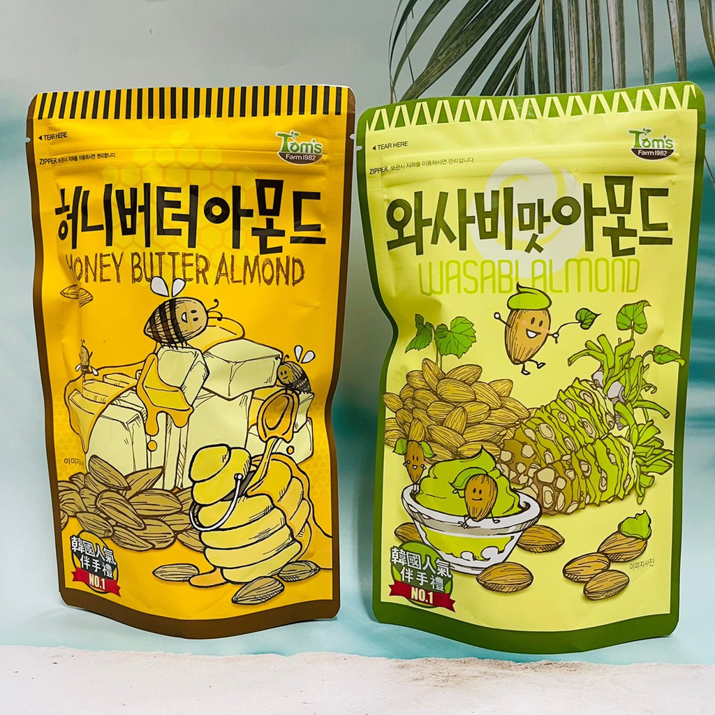超人氣款！！韓國 Toms Gilim 蜂蜜奶油味/芥末味 杏仁果 大包裝 210g
