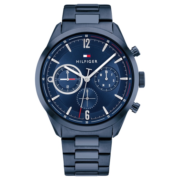 Tommy Hilfiger 男仕三眼藍殼藍面不鏽鋼腕錶 44mm 星期日期顯示 TH700174 台灣公司貨保固二年