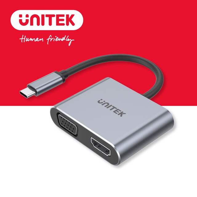 UNITEKUSB-C轉 HDMI/VGA 鋁合金高清轉換器(太空灰色)(Y-V1126A)