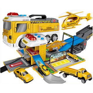 【Hi-toys】聲光場景賽道變形工程消防車(加附造型迴力小車/超取需內折彩盒)