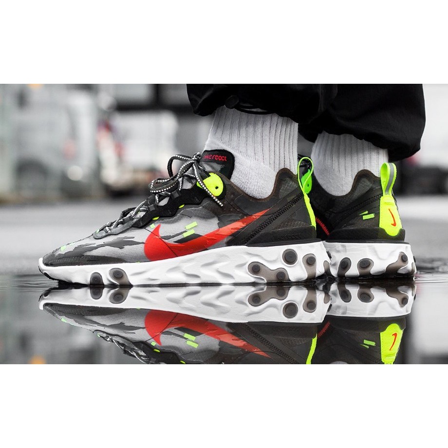 【S.M.P】NIKE REACT ELEMENT 87 MEDIUM OLIVE 深綠黑 紅勾 CJ4988-200