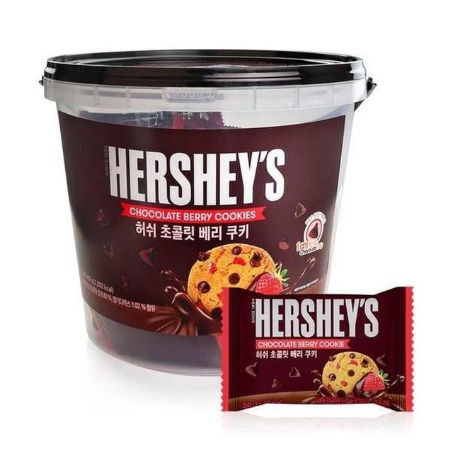 &lt;即期出清&gt;韓國 HERSHEY'S 好時 草莓巧克力豆曲奇餅乾 480g/桶 巧克力 草莓 送禮