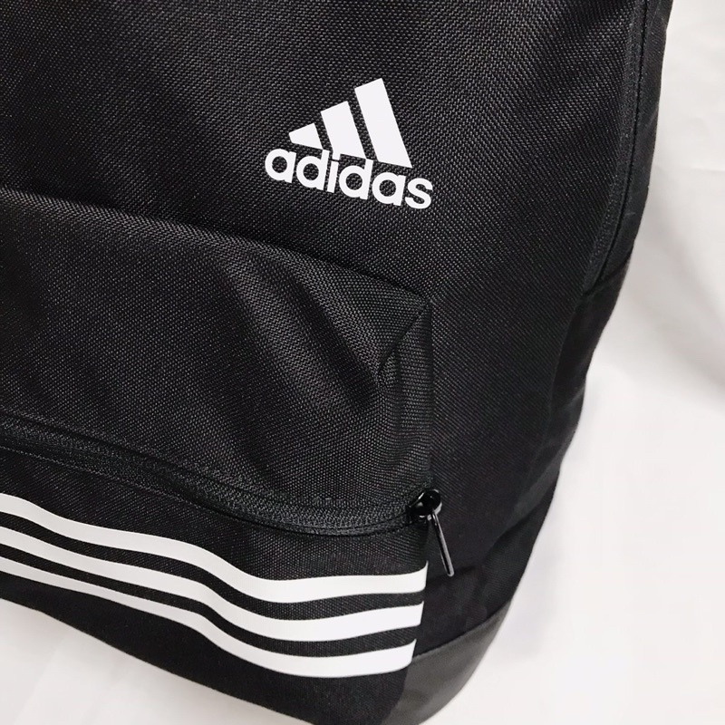 ✎ Adidas 大學後背包 經典條紋 黑色 三條線