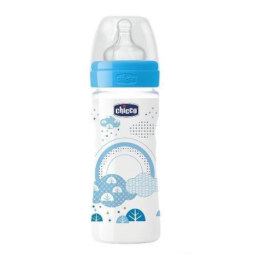 Chicco 寬口舒適哺乳-帥氣男孩矽膠PP大奶瓶250ML(單孔)