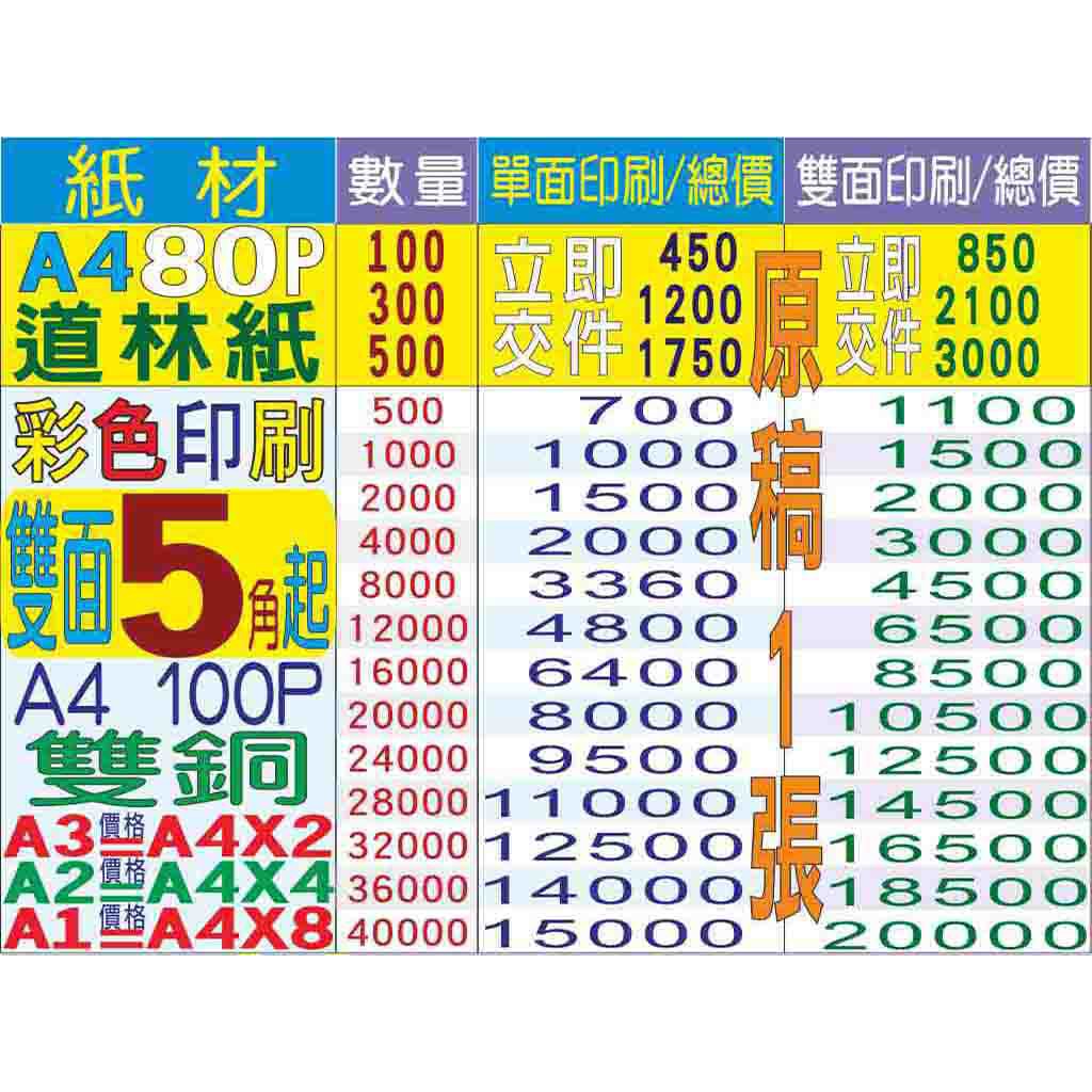 彩色印刷1000張1000元8000張4000元 蝦皮購物