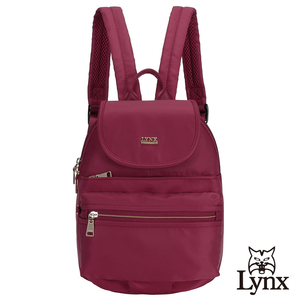 【Lynx】美國山貓輕量尼龍布包多隔層機能後背包 手提/雙肩/翻蓋 紅色 LY39-3864-75