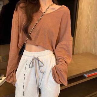 連帽短版薄長袖 駝色 卡其色 奶茶色 女生衣服 焦糖色 防曬外套 防曬襯衫 罩衫 短版上衣 短版帽T