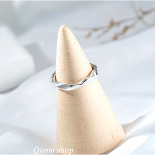 【qimm shop】s925純銀波浪簡約單戒 扭曲開口百搭戒指 ins網紅款 情人節禮物 生日禮物 另有耳環項鍊對戒