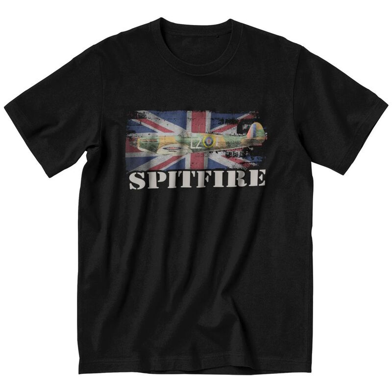 男噴火飛機raf飛機英國國旗飛機t恤短袖棉t恤酷t恤飛機t恤上衣服裝