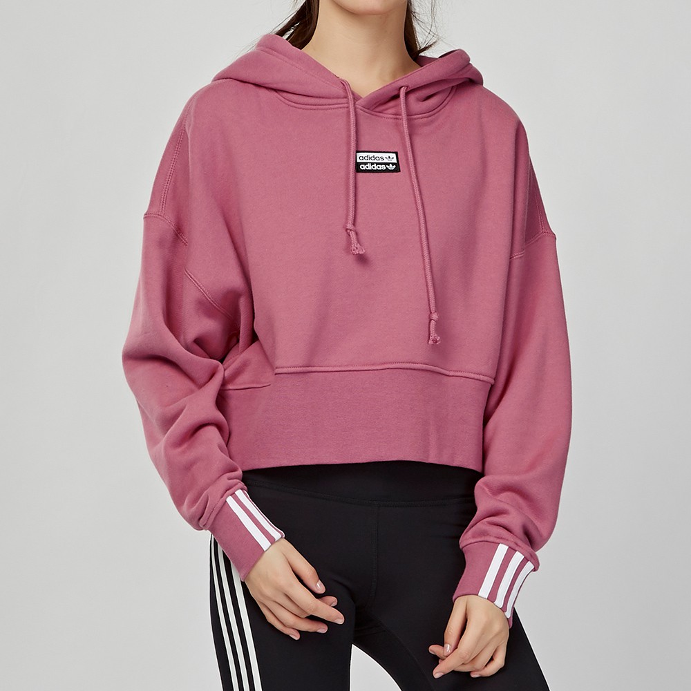 Adidas Originals 女款 粉色 短版 休閒 連帽 上衣 EJ8539
