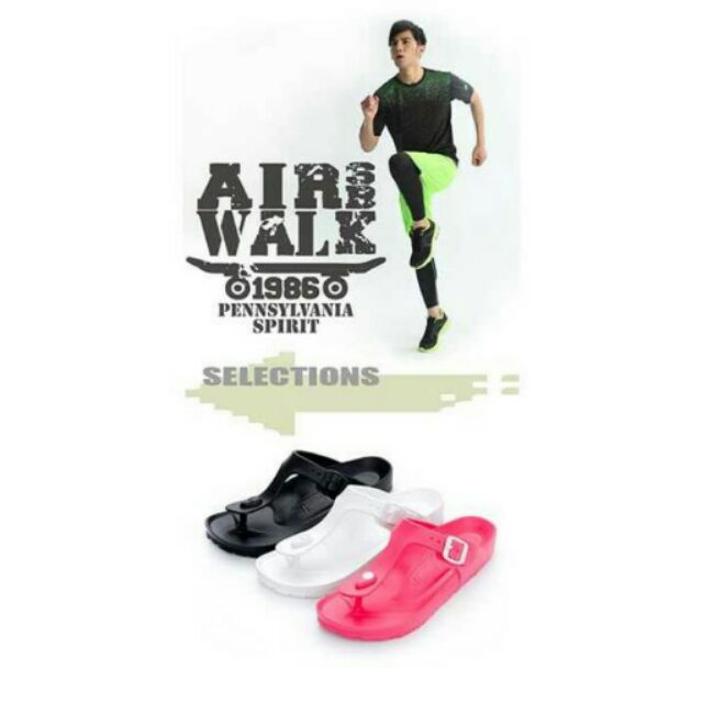 美國AIRWALK AB拖 EVA中性T字羅馬夾腳拖鞋-女白