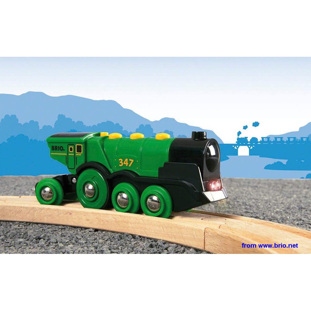 BRIO 原木小火車系列 - 33593 綠色復古電動聲光火車頭