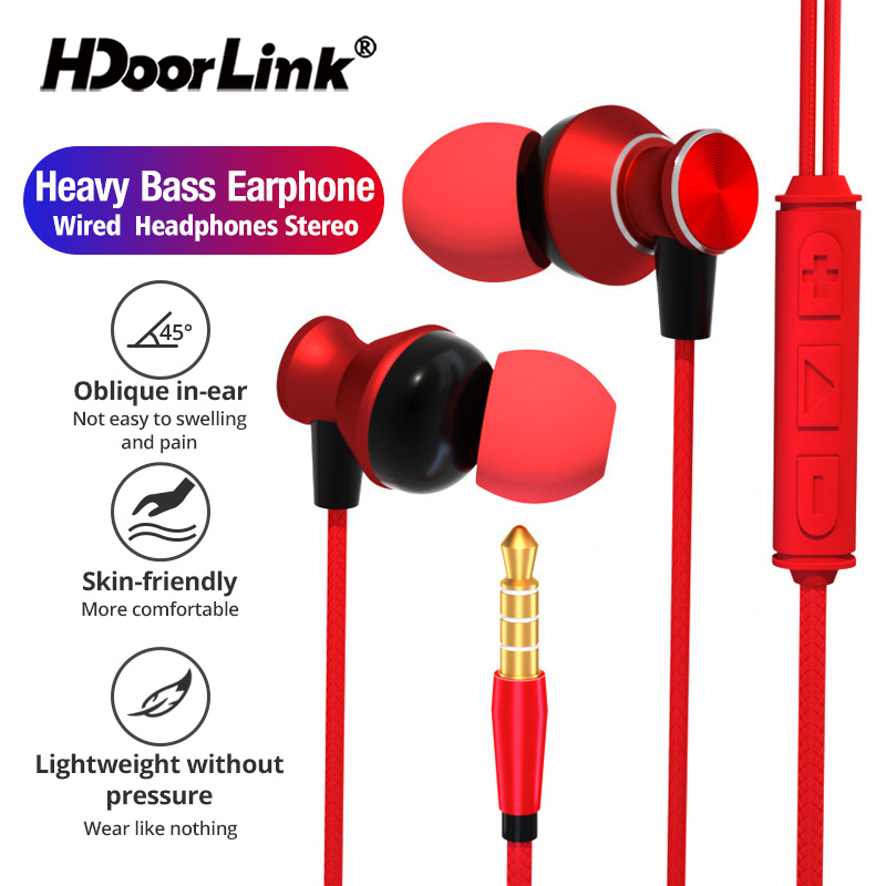 SAMSUNG XIAOMI Hdoorlink 入耳式運動耳機帶麥克風低音立體聲耳塞耳機線控運動防水耳機音樂耳機適用於