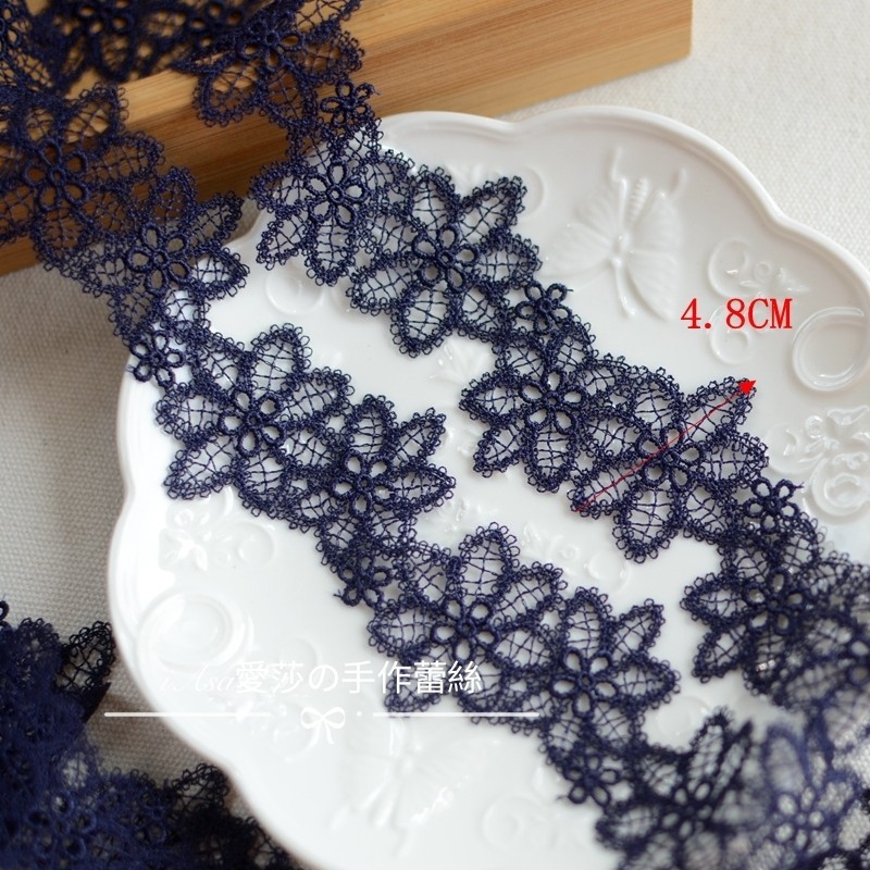 《iAsa愛莎の》手作材料✂韓國精緻藍紅白色滌綸水溶裝飾花邊輔料diy刺繡旗袍洋裝服裝材料