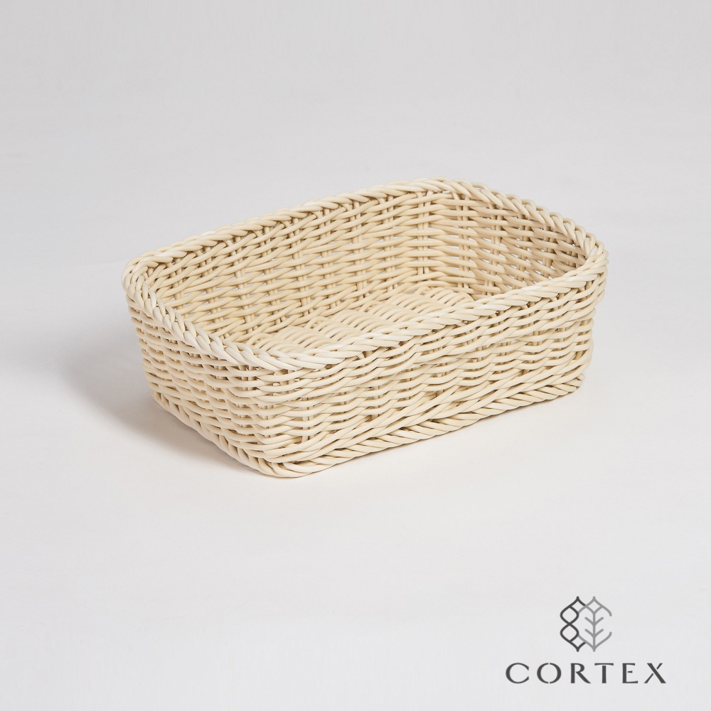 CORTEX 收納籃 仿籐籃 長方型W32 米白色