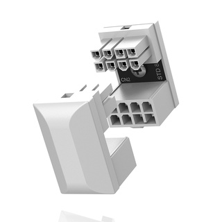 EZDIY-FAB GPU VGA PCIE 8pin U轉 180度角連接器電源適配器 "正向"轉接頭-2件裝(白色)