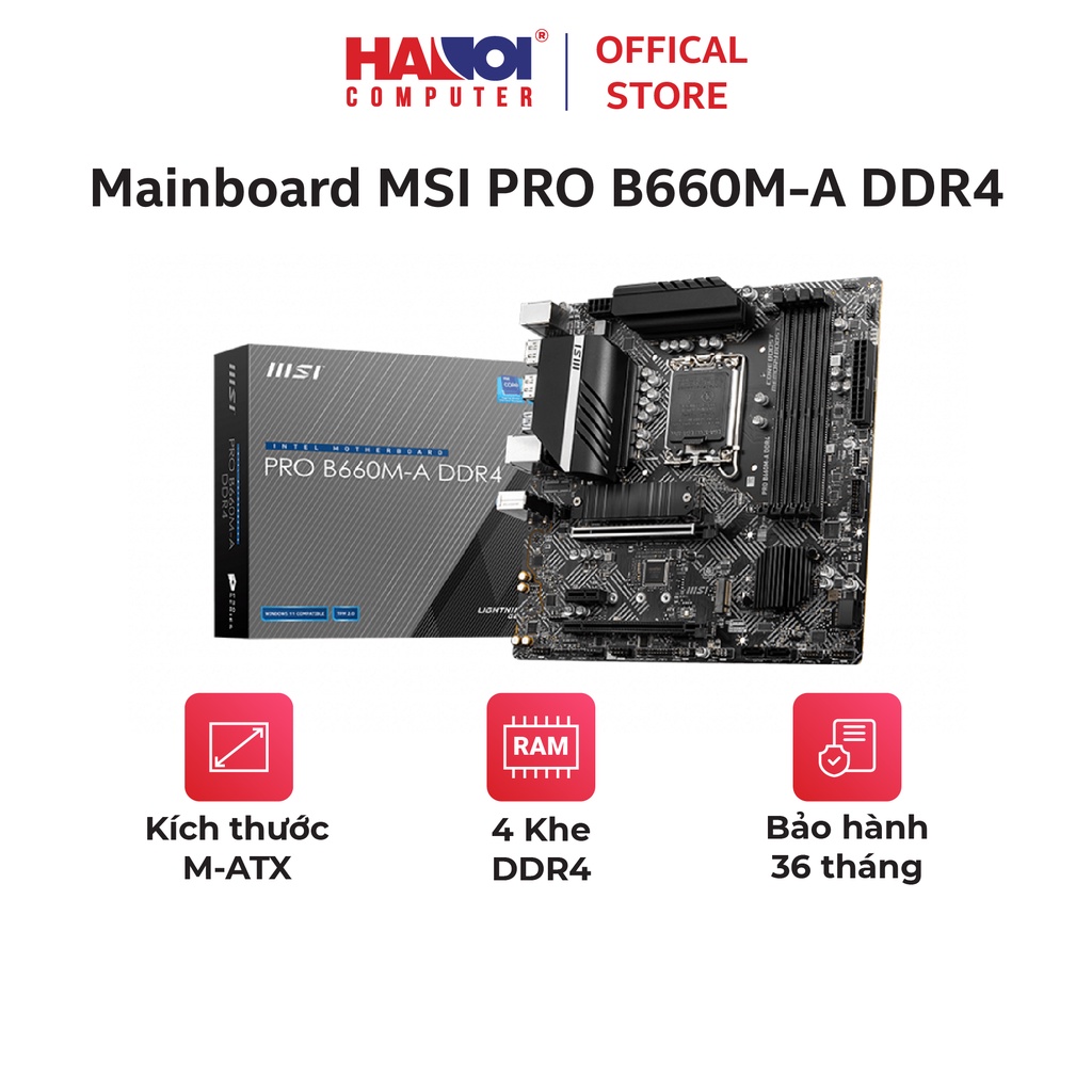 微星 PRO B660M-A DDR4 主板適用於奔騰、賽揚、i3 和 i5 或 i7 非 K 代 湖