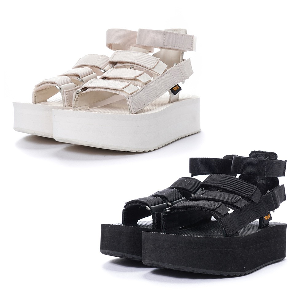 TEVA W FLATFORM MEVIA 女款 厚底 織帶 羅馬 涼鞋 1116810-BLK 黑 JSR 米白