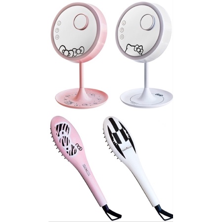 (現貨)💯7-11 Hello Kitty LED檯燈化妝鏡 電熱美髮梳